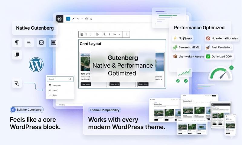 Cards Elements - Gutenberg Native